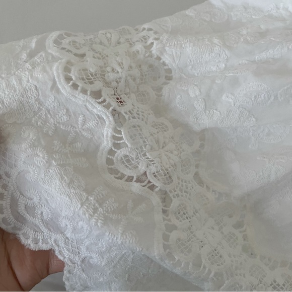 Heavily embroidered, off the shoulder 100% cotton white midi dress - Picture 3 of 7